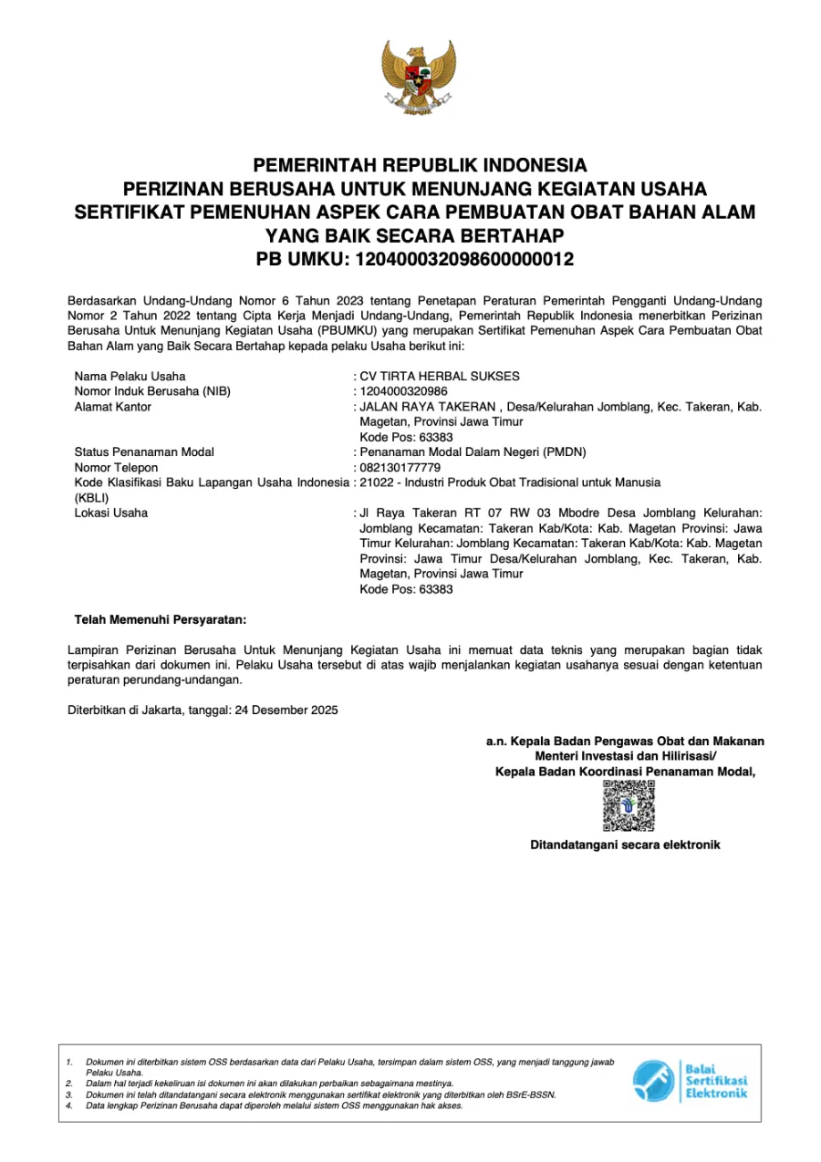 Sertifikat CPOTB Bertahap Tahap II Serbuk Oral